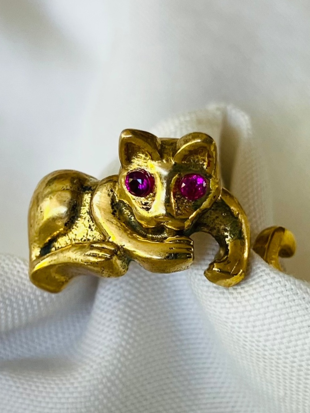 New Adjustable Brass Cat Ring / Cat Jewelry / One size fits all